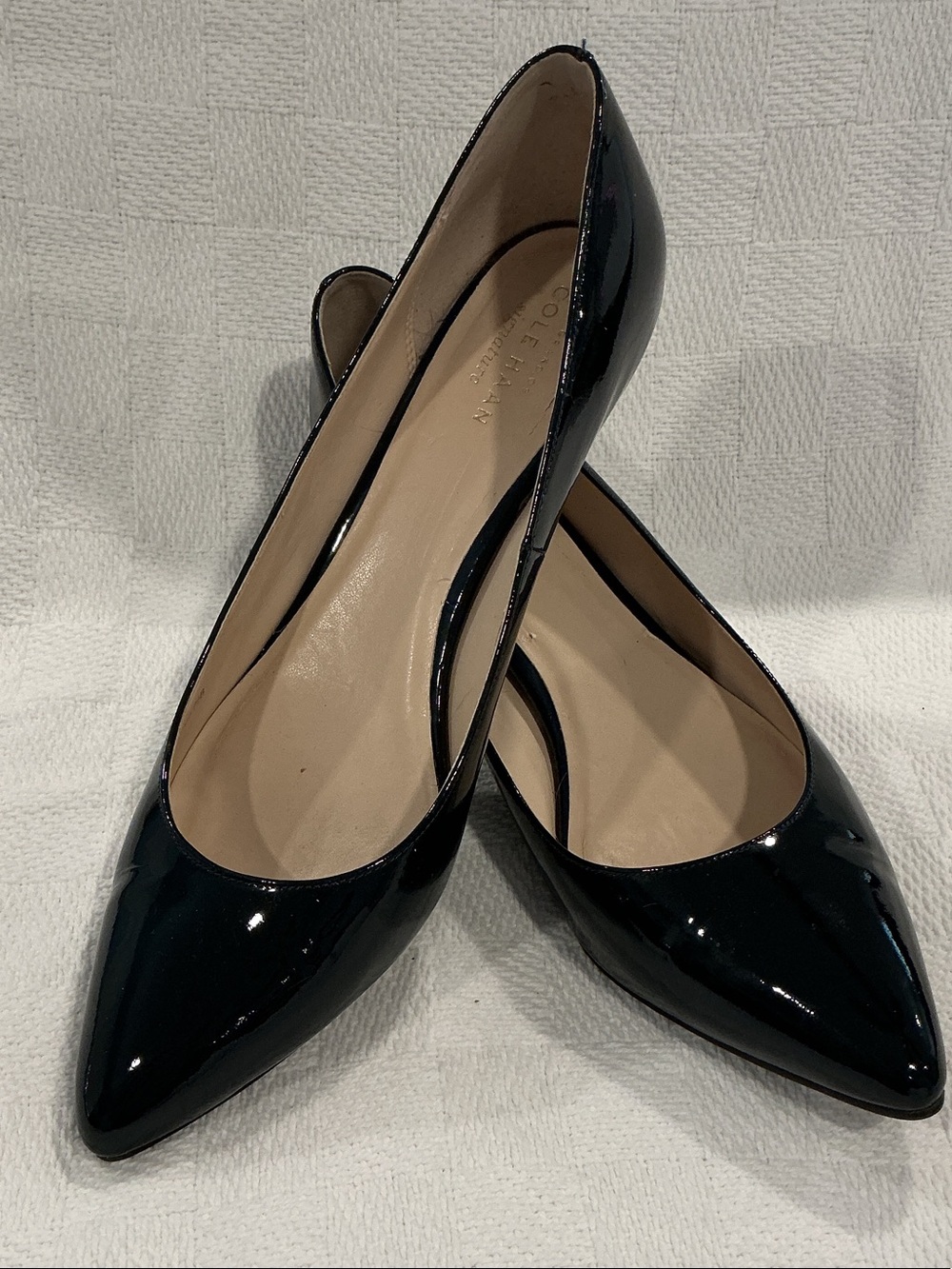 Cole Haan Navy Blue Patent Leather Pointed-Toe Heels